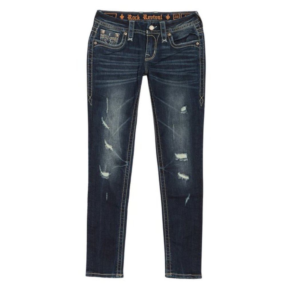 Rock Revival Leni Dark Blue Skinny Jeans
